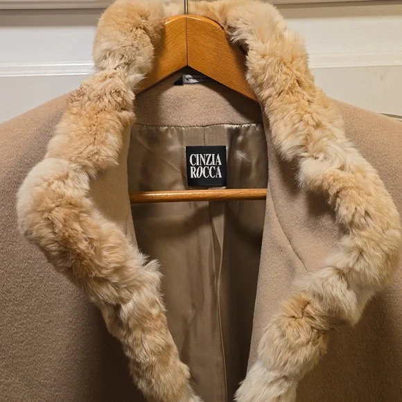 Cinzia Rocca Wool Coat with Chinchilla trim nwot - Picture 2 of 9
